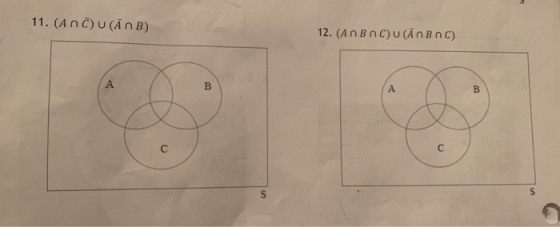 11. (A nC) U(An B) 12. (An Bnc)U(AnBnc)