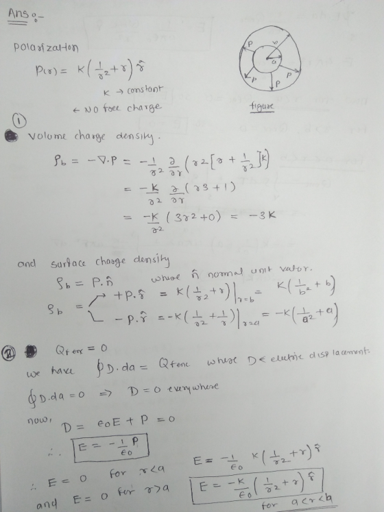 Anso- Polanzalton Pio) = K ( 7 2 2 + 8) 8 K → constant * No foce charge figure volume charge density. Po=-D.P = -1 2 (22[0 +