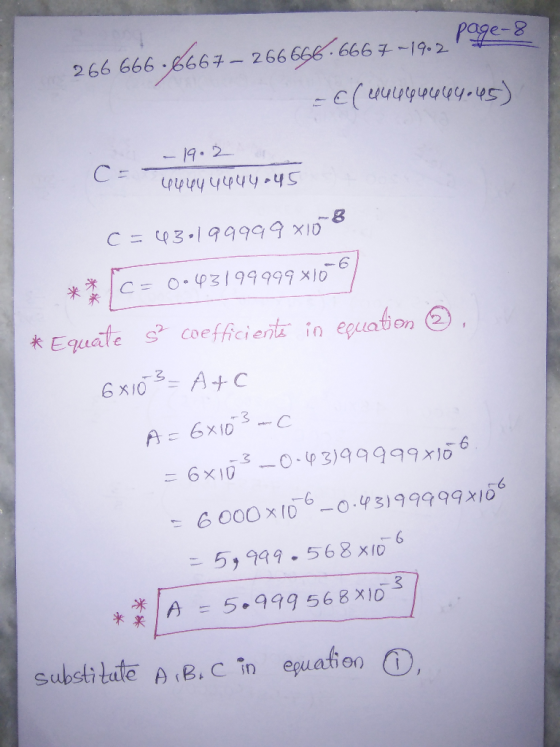 page-8 2666666667 – 266655.6667 -19.2 -6(41494444.45) - 19.2 4444 44 44-45 8 c = 43.199999815 c=0.43199999x10 * Equate sa coe