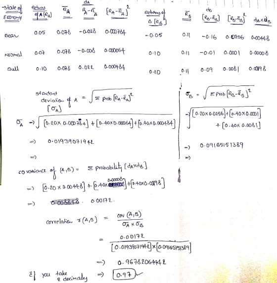 state of Returing RA B-5 All {PARAS Economy me Returns of som hel restoje dardlo 0.05 0.078 -0.028 0.000764 Bear -0.05 0.11 -
