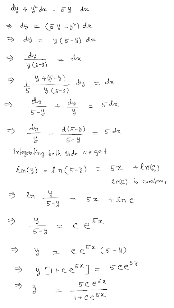 dy + yu dx = 54 dx dy ) dy (5 y - y) dx y (5-4) da dy dx y (5-9) Y +(5-4) dy 5 y (5-4) dy dy + 5-Y y 5 de = 5 da dy d(5-4) y
