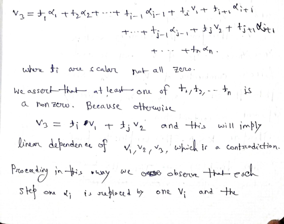 V N21 3=t, &, + t₂l2t ...tti-,&;-it telttitoditi t; -,2;_ , + tj V₂ + titi Kita +. t - ttaan. where ti scalar not all Zero a