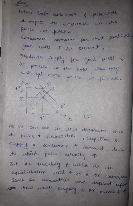 When both consumer & prodence ut expect to increase in the price in future, Consumer demand for that partice good will & en p