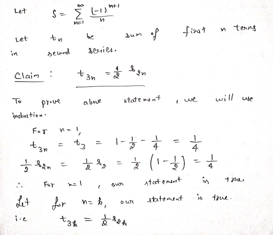 ht, Let S = E и hal terns first be ton sum of Let in series, seond Claim tan Role ban To we statement will use prove above in
