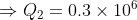 \Rightarrow Q_{2} = 0.3\times10^{6}
