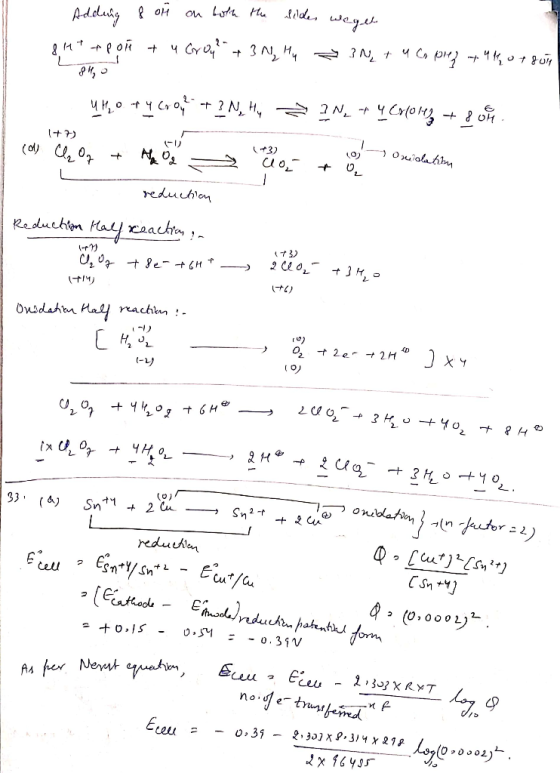 Hu on wege Addlady oH 2N reduchlon Reduchion Halyreachtn 2 Clo 3 (TIM Onsdahn Haly reachkn :. С# - D 02 2e +2H ondati tor ) 3