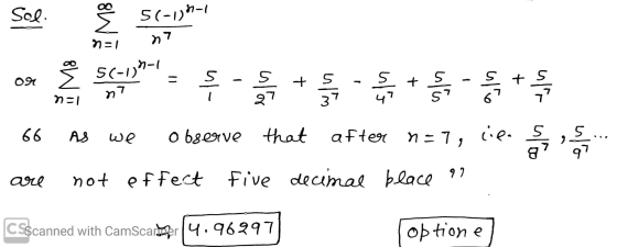 Sol. 5(-14- nel ny S(-in-1 ny 091 - 5 + 5 + S 27 + 5 37 옭 - n-1 47 5? 6 66 А3 we observe that after n=79 cie. Elu 네도 92 are n