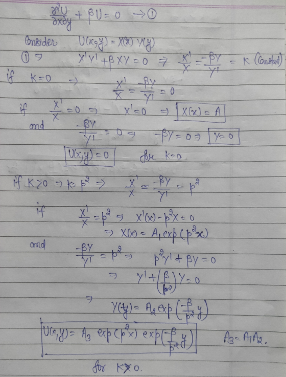 u PU- 0 0 Consider Ulxgy 0 Xyl + B X Y =0 x --BY = K (Constant if ko - x By o if x = 0 = x=0 [xx) = A ond 09 -47-09 Lyol - U