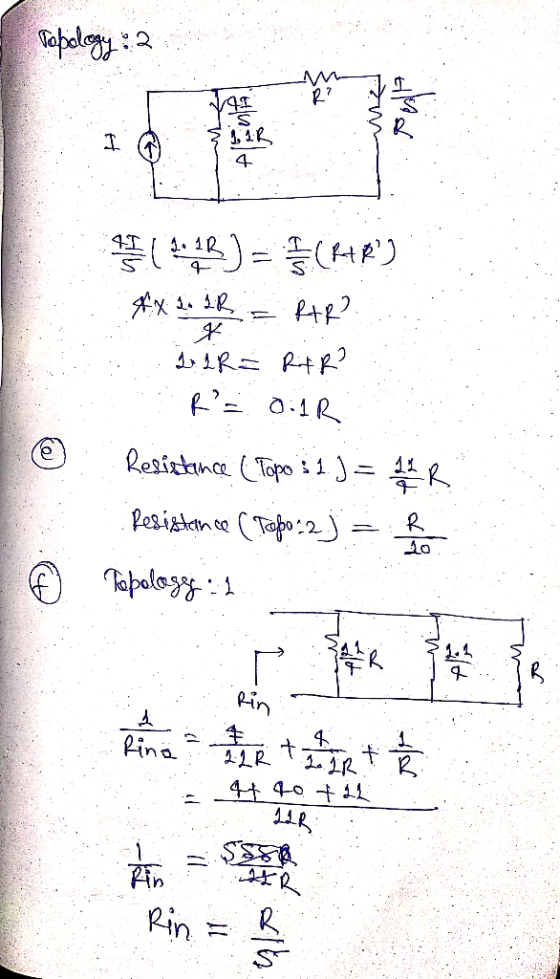 Topology : 2, I ( 9 AR) = (HR) Ax 2. IR = RAR? LIRE RAR? R?= 0;1R © : : Resistance (Topo 32J = SAR Resistence (Trebo - 2) = R