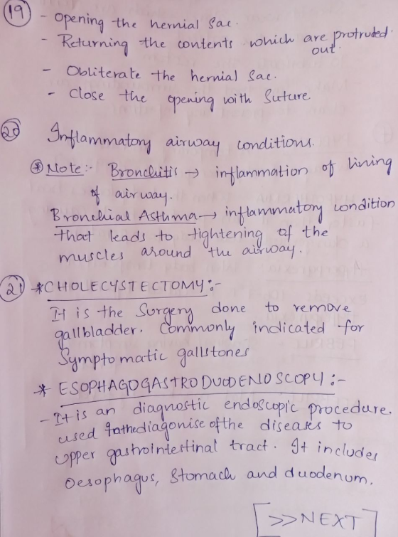 (19 opening Keturning the contents wohich are the hernial Sae Protruded out Obliterate the hernial Sac Close the voi th Sutur