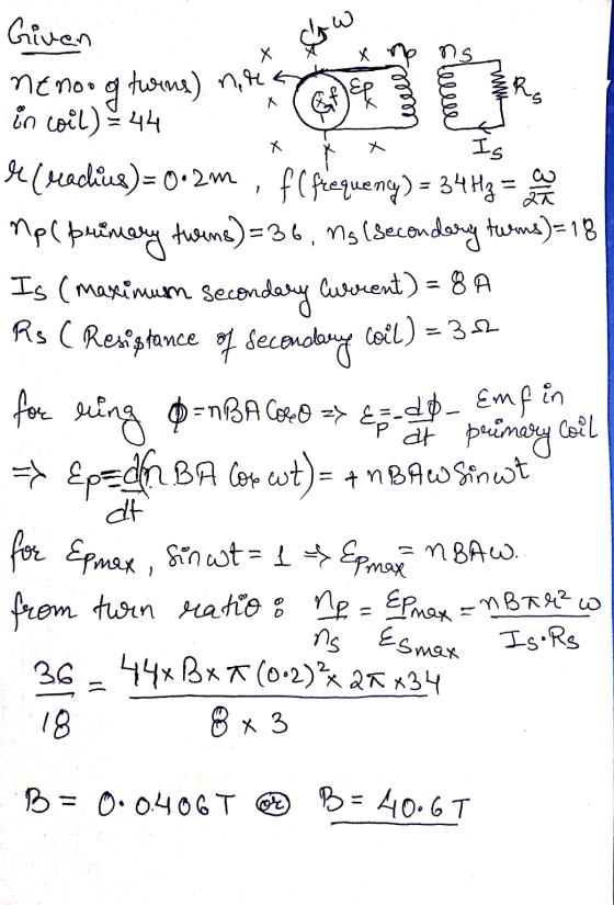 et & smooo shell WWW Given Nenoo of twins) nor nel noris t e in coil) = 44 he (radix)= 0.2m , f ( frequency) = 3443 = noc pri