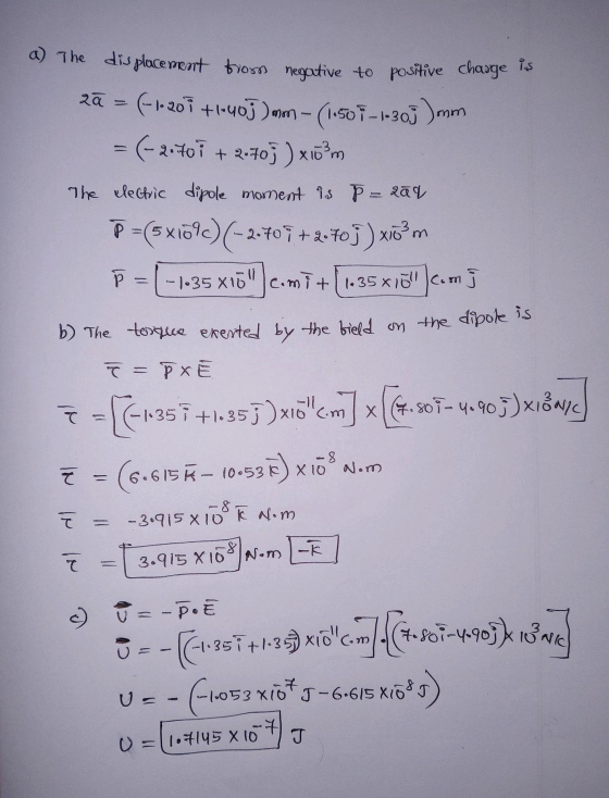 za a) The dis placement troom negative to positive change is (-1-201 +1-403)mm – (1:50 1-1-303 )mm = (-2. Foi + 2.707 ) x 10²