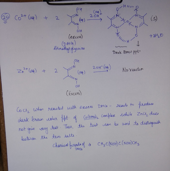Hilno PH 2 Co2+ (aq) + 2 YN6g) 2014 EN HY (3) _to_10 он (exces 0 +2H, O HO (DMG) H Dark Brow ppt Dimethyl glyoxine OM Y (ag.
