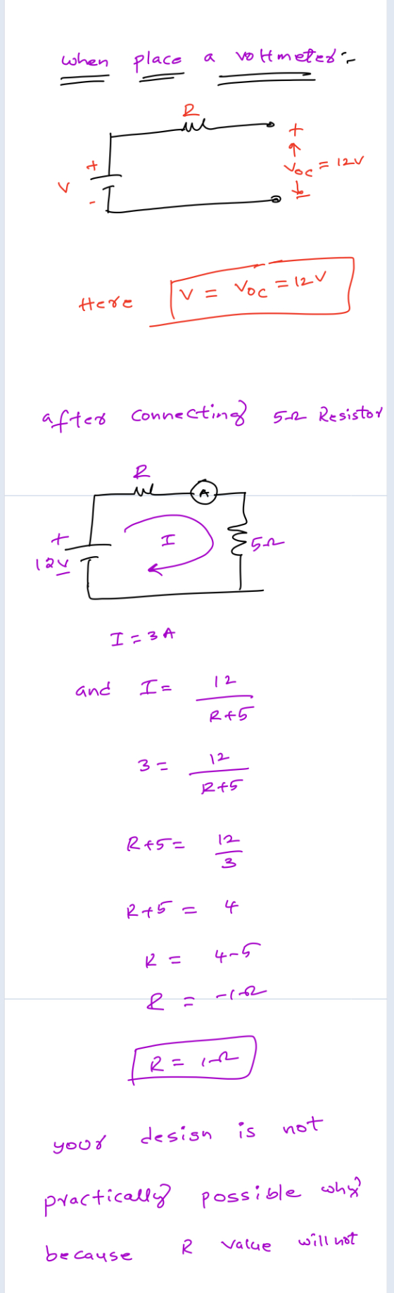 place a votimeter 12V - 12V Here (v = voe=toy Here after connecting 52 Resistor 350 12V I- 3 A 12 and I= R +5 3= 12. R15 R +5