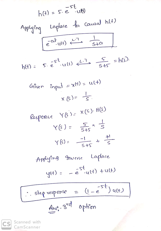 ust - 5.e cult) b(+) Applying Laplace for causal hlt) e at .ult) L.I I Sta 5 LT =hcs. haf) ast 5.e ult) st5 Giver input inpu