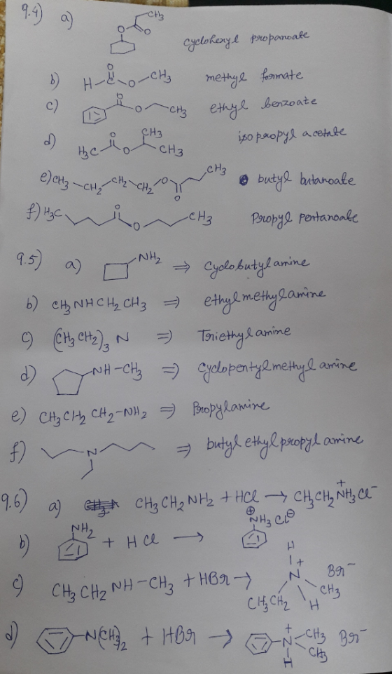 egelokeny propaneake CH3 methye fomate Ct ethyl bozoate CHз e etz-CH CHHЗ @ buty betanoake H3 Propg portanonke 9.5) NH2 Cyolo