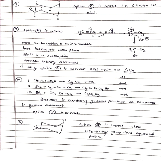 6 H-atom q is orrect .e, Option e axial optim is coreet CCH t_A<B Ba here Carbo cation is an Intermediate here hetenlysis tak