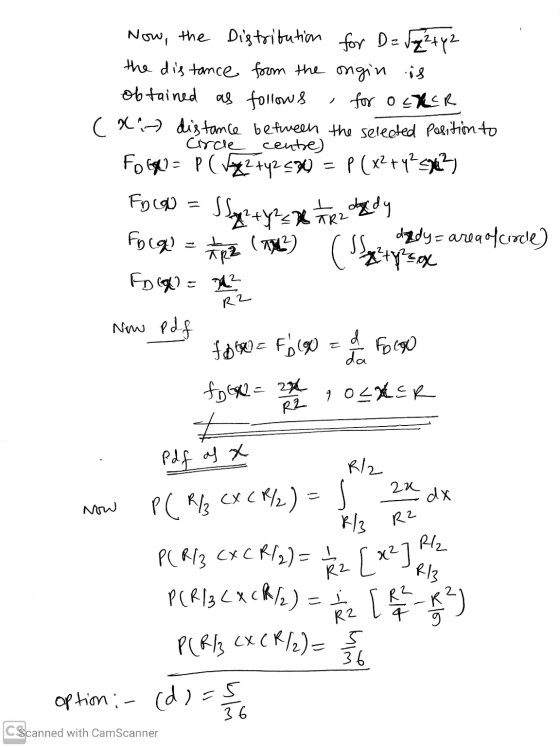 Now, the Distribution for D= [q²ty2 the distance from the origin is obtained as follows for OSXER (xi- distance between the s