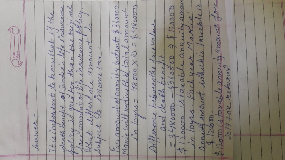 Date Page answer ? It is important to know that if the death benefit of Sandras life insurance - policy is greater than the