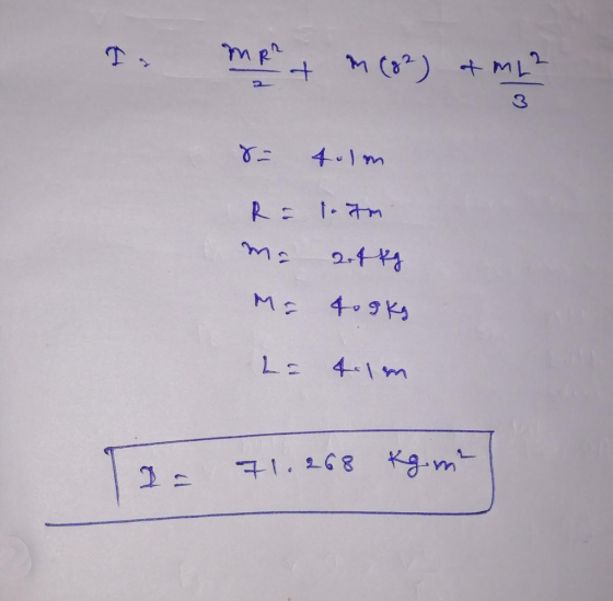 MR + m (82) & mL ? de 4 olm R = 1.7m ma 24 kg 19 400kg La 4.1m 11. 71.268 Kg.mt