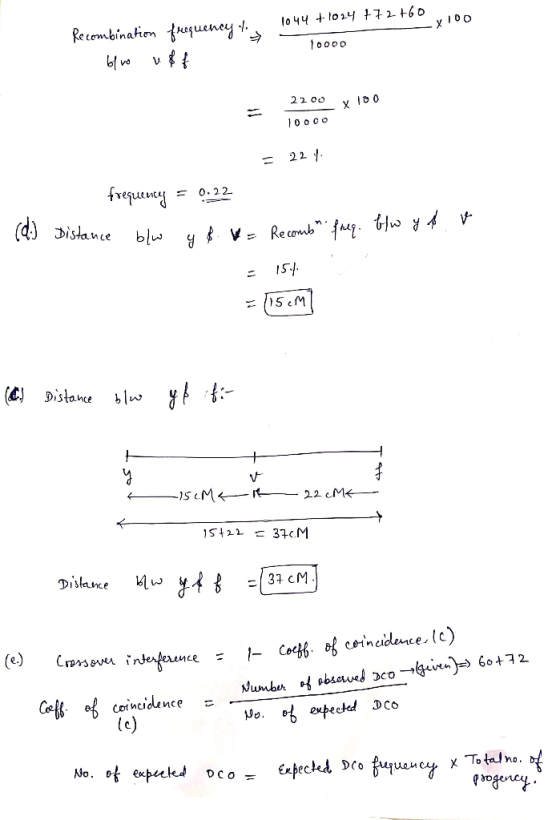 1044 +1024 +72+60 -X100 Recombination frequency tos blo uff 10000 2200 100 10OCO = 227 frequency = 0:22 (9.) Distance blw y
