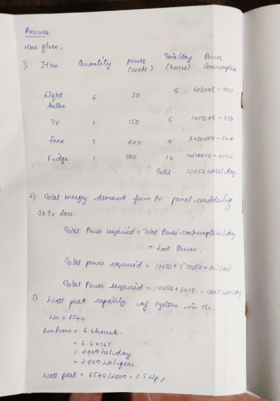 Answes Here given, Tirie Iday fowe Chours) Quantity power Ccoatt ) Conoumplia It ero 6x3ox5- 900 30 hight bulbs /x/50 5 = 750