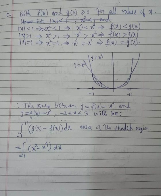 Both f(n) and g(x) 70 for all values of u. How For inci x < and 1x< 1 ox² < 1 x4< n² £) < g(x) IN 2² 242 f(xe) > gaj 14/=) x²