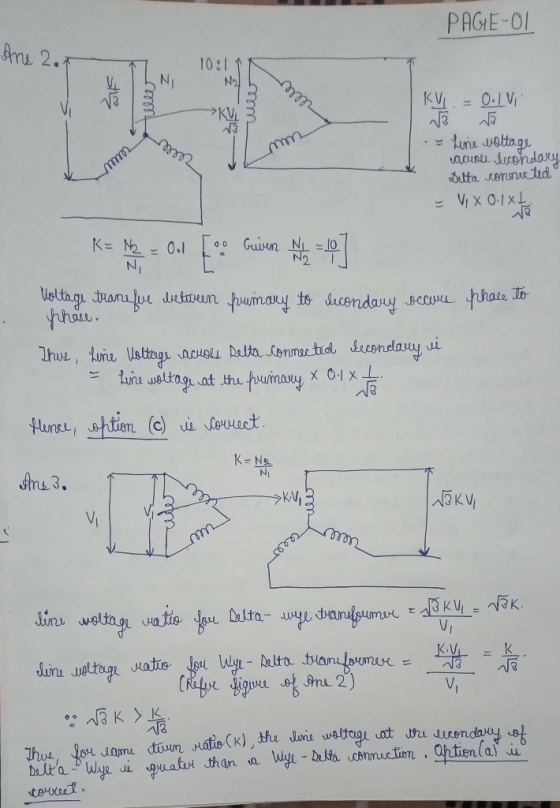 PAGE-01 Ane 2.1 10:11 mon will KV = 0.lv i vo - Linie voltage vacuou secondary Detta conmuted V X O|x| V K = Nz = Ool too Guv