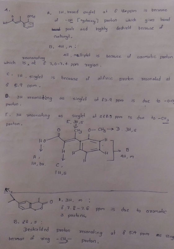 A. 1H, bsoad stnglet at Roppm is because bead peelt and highly deshield becouse of 13. 4H ,n A. oMe es bsoad oton which giv 4
