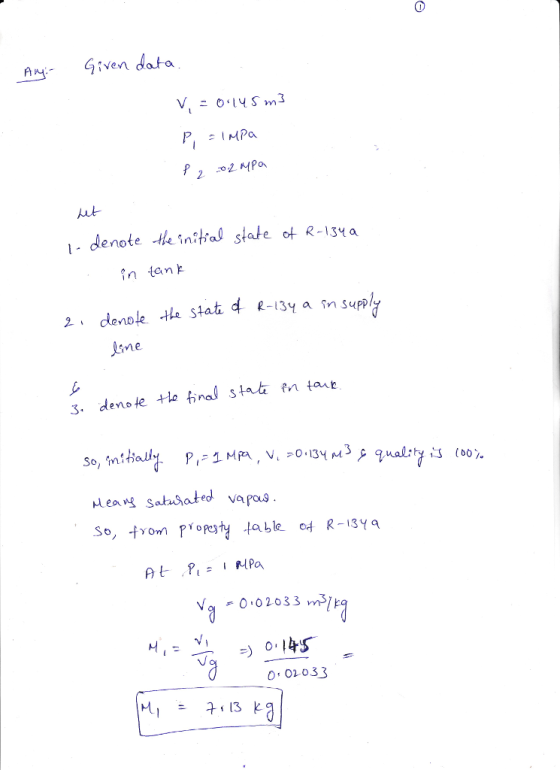 Aven data -denote the intial state o R-13Y a in tank n0 me eaSatasated va paus 9 010.s O 02 033