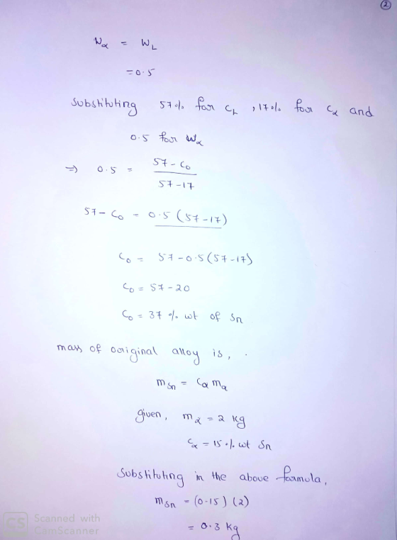 ing mass of oo, iginal altoy is , msn guen , malg Subs titutng in the aboue eamula ingn 。 (0-15) (a) Scanned with