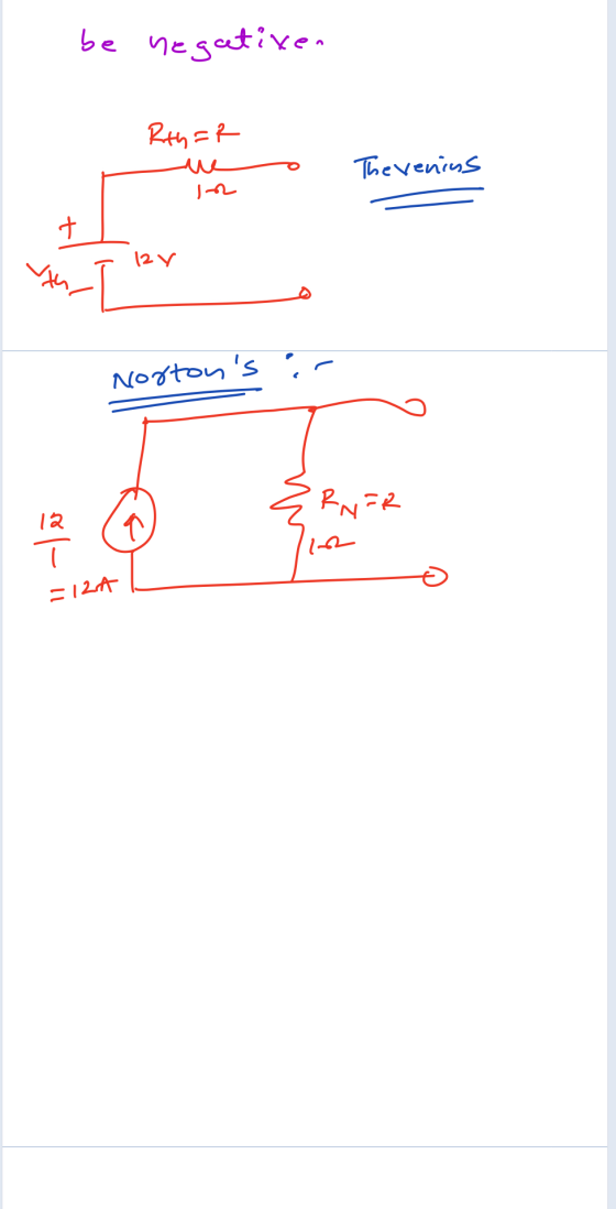 be negativen Rth=8 The venius In 2 Nortons ar = 12A