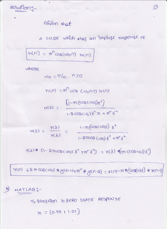 Solution Given that YC2) % eaegfion bZERO STATE RESPoose