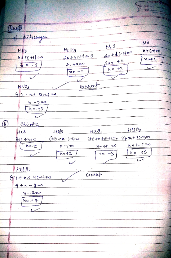 TEACHERS Det pece Clues Mitrongen No N₂O MAC220 NH3 30 +1) 20 9141) Eo Nz. Hy___ aut qeleo In theo Ina-2 ant 4.(-2120 Qua at2