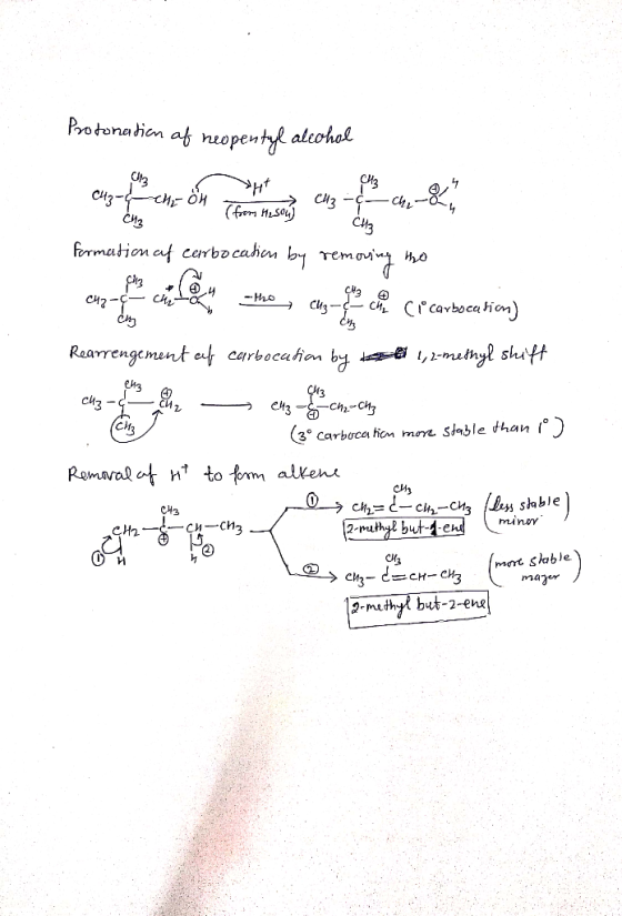 Protonatien af nopentyl aleohol сиз - ch- дH CH3 СИз formation af cerbacahn by remoi (frem MiSou СИз o Ho сиз chCr cavbocn ho