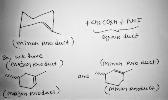 + CH3 CO2H + Nai By pro duct (minor product) So, we have major product) (Minor product) and linn (minor product) (maton prod
