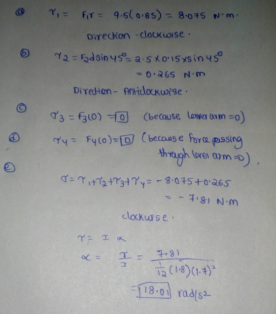 8.075 Nm Ifir9.s( 085) Direcion -clockwise - 0265 N mn Diradton-Pηdaκωr 9e. (because loves a m0) Fylo)-O (becaus e fora fas