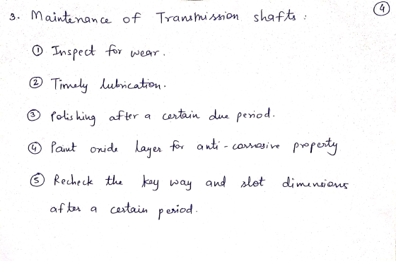 4 3. Maintenance of Transmission shafts 0 Inspect for wear. 2 ② Timely lubrication. ③ Polishing after a certain due period. ①