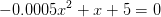-0.0005x^{2}+x+5=0