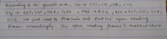 According da the -genti e cedo, leo→ CTT, CTC,CTA, CTG 1 GCC Gcq we jot need to id Ihem ivo the open med atrove acuoroling