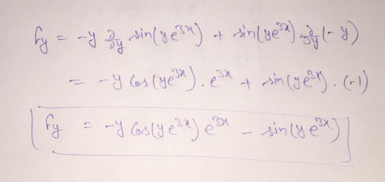 by = my by sin(yes) + sin(yet) by (-4) - - Y es (yes). esht sin (yes) (-1) my Cos (y e 3) ea - sin(y) cat