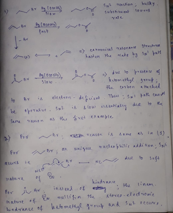 SN2 reaction; bulky. substituent lowers rate By Ay (deoery), fast o Structure a = cannonical resonance a t hasten the rate by