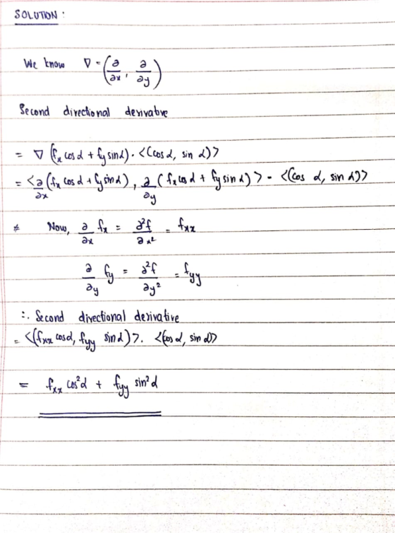 SOLUTON Second diveckonal denvabve O4 *Now, a 53 ●&cond divectional dei ative . 〈(Concosd,fu sind)7. 46 d.sinAD