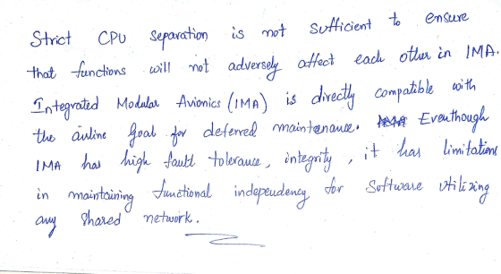 Stret CPU serration 1s mot sutricientt ensure thot functions il not adverseloeot ea otiu in IMA Integvohd Modla. Avonics/mn)