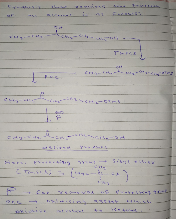 Synthesis OF an that requires alcohol is as the protection follows CH3CH2- CH2 CH2noun 12 сча-оң. Tusce I pee - CHz Chat Eltz