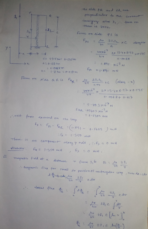 the side pQ and sk are perpendicular to the Cansining wine I,,.., force on them is zeror Correur Iz Force on side Ps is fps 2