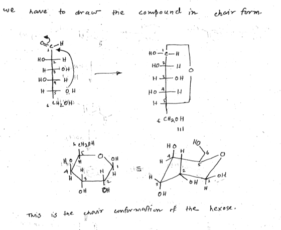 we have to draw the compound in chair form. ор -Н но —— Н НО- H но. 4- 2 -OH Н - HO 3 НО Н. Н -- ОН А. н он Но 4 Н. си, он f