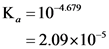 K
= 10-4.679
= 2.09x10-5
