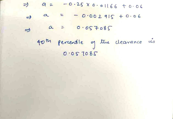V -0.25 X0.01166 to.06 - → 0.00 2 915 +0.06 > 0.05 7085 40th percentile the clearance is of Oos 1085