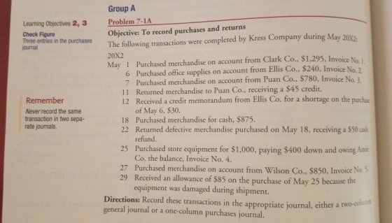 Learning Objectives 2, 3 Check Figure Three entries in the purchases journal Remember Never record the same transaction in tw